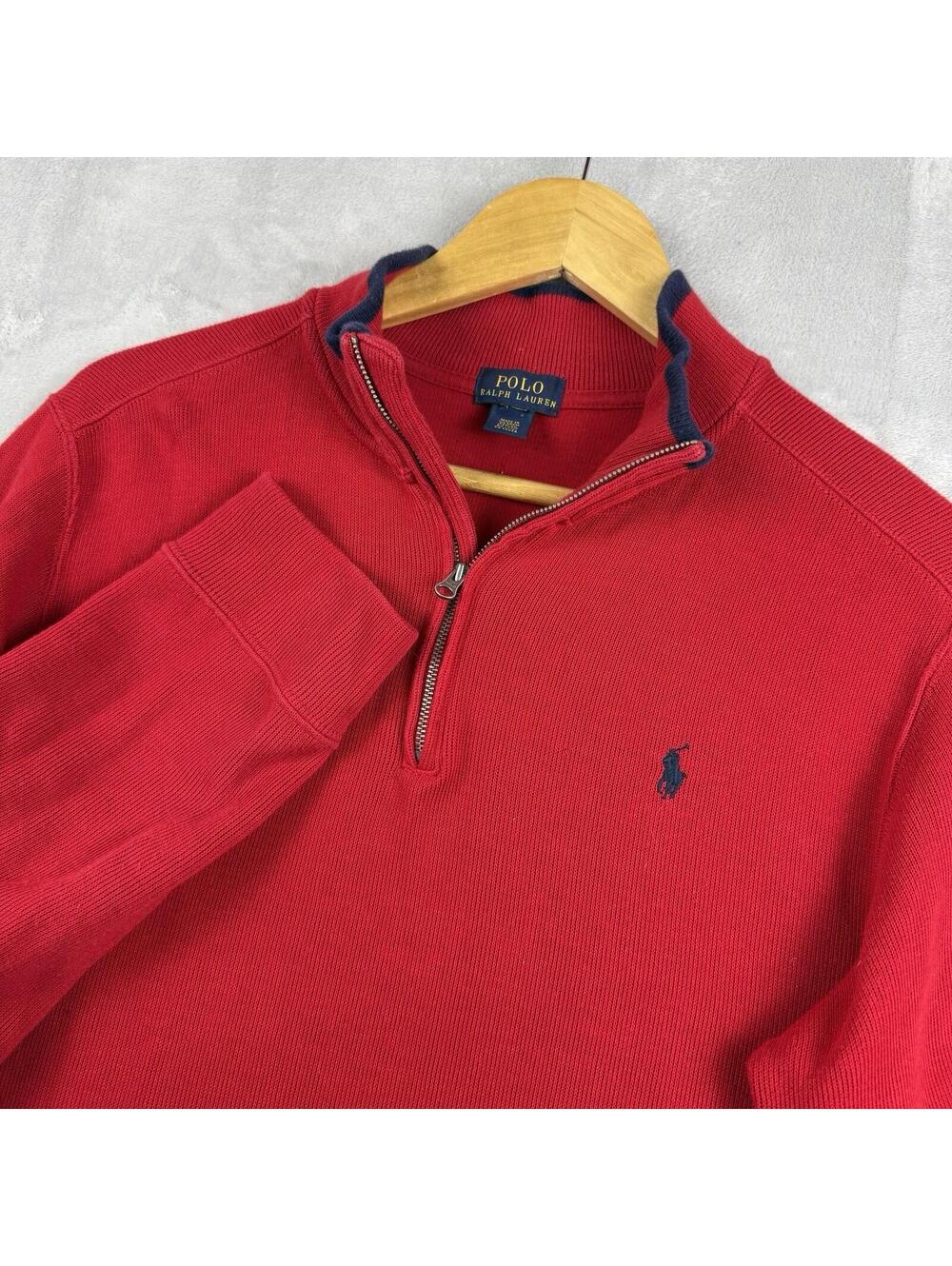 Polo Ralph Lauren Quarter Zip Sweater Red Pony Pullover Men’s S Preppy Knit Golf